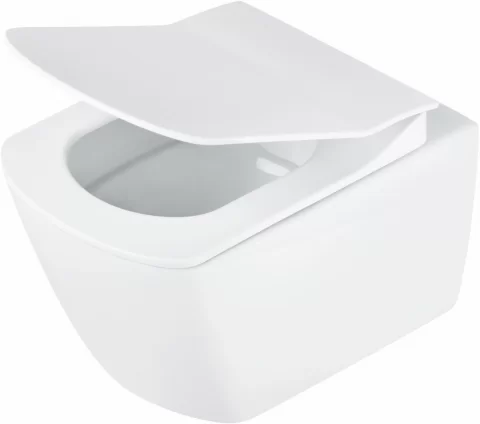 Set vas WC suspendat Deante Anemon cu cadru, rezervor ascuns, clapeta crom si capac soft-close