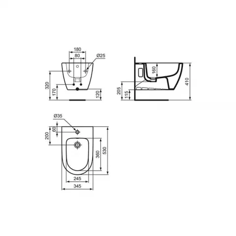 Bideu Suspendat Ideal Standard i.Life O alb T568101