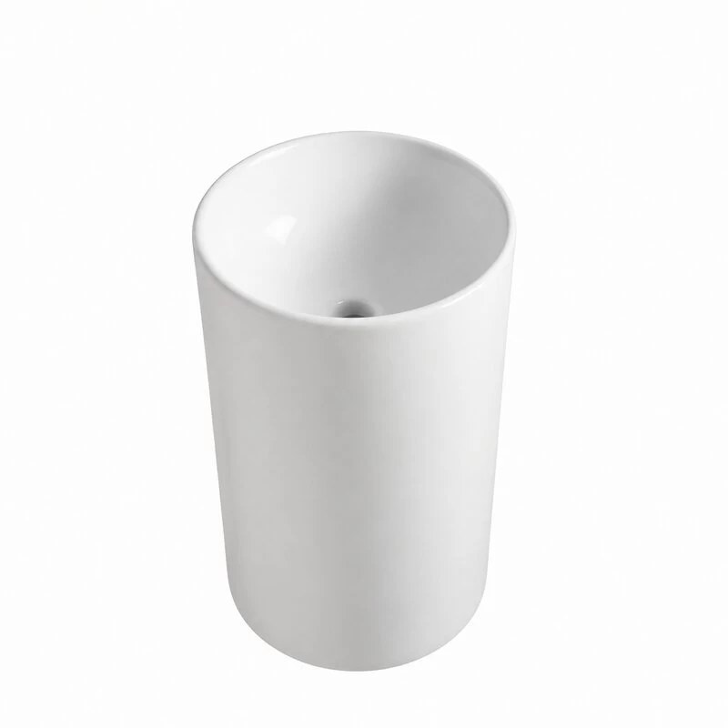 Lavoar stativ Fluminia, Athos New, fara orificiu de baterie si preaplin, forma cilindrica, h83 cm, alb
