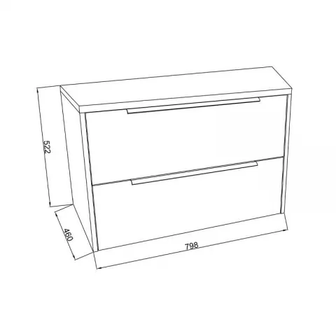 Mobilier suspendat pentru lavoar pe blat Fluminia Istria 80, front riflat, 80x46 cm, alb mat si manere aurii