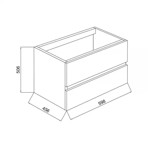Mobilier suspendat pentru lavoar Fluminia, Genova 60, front rugos, laterale netede, almond/noce americano