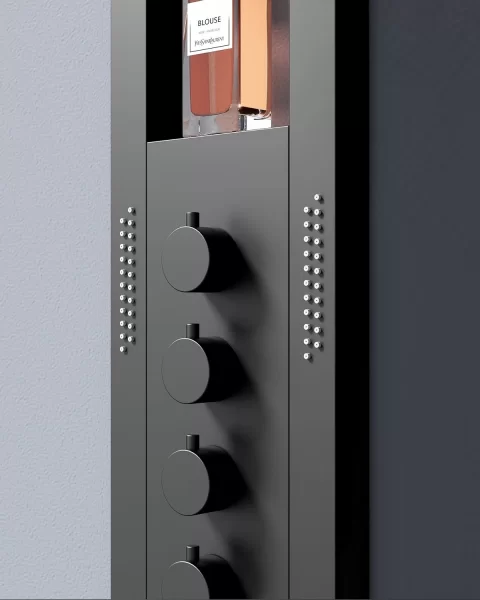 Panel de Dus Black Round LED cu Dus Tip Cascada si Functii Premium