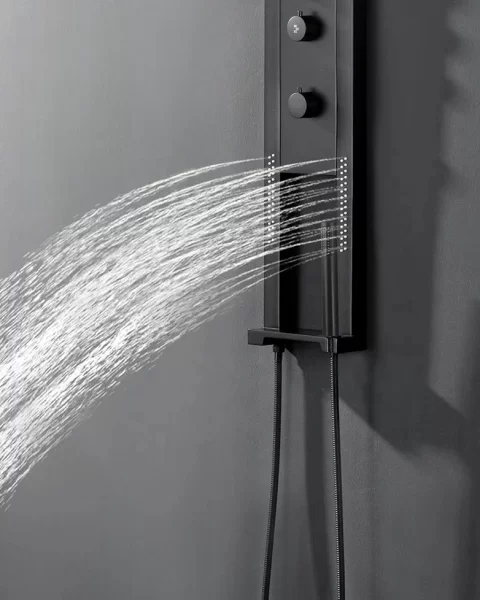 Panel de Dus Black Round LED cu Dus Tip Cascada si Functii Premium