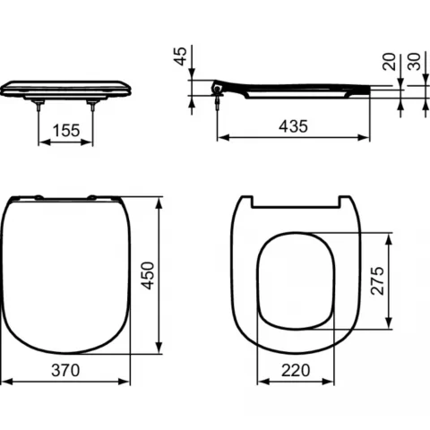 Capac WC Ideal Standard Tesi slim cu inchidere lenta