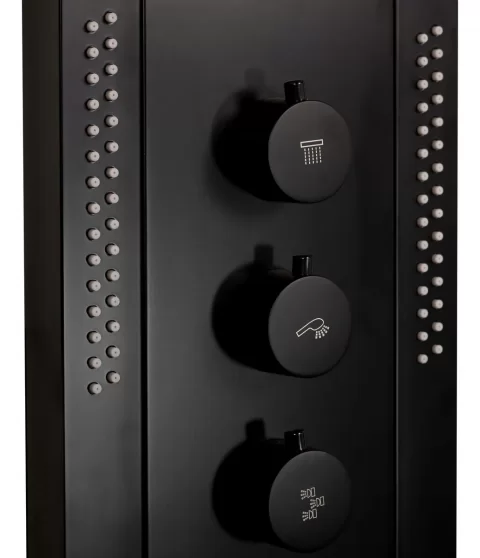 Panel de Dus Black Round LED cu Dus Tip Cascada si Functii Premium