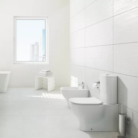Vas WC Ideal Standard Tesi AquaBlade lipit de perete, evacuare orizontala, 36x66 cm