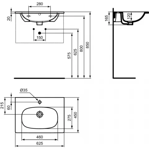 Lavoar pentru mobilier Ideal Standard Tesi, 62x45x6,5 cm