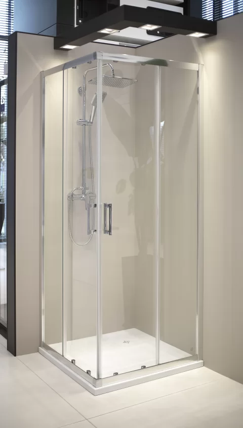 Set PROMO cabina dus patrata Deante Funkia cu cadita 80x80cm, crom
