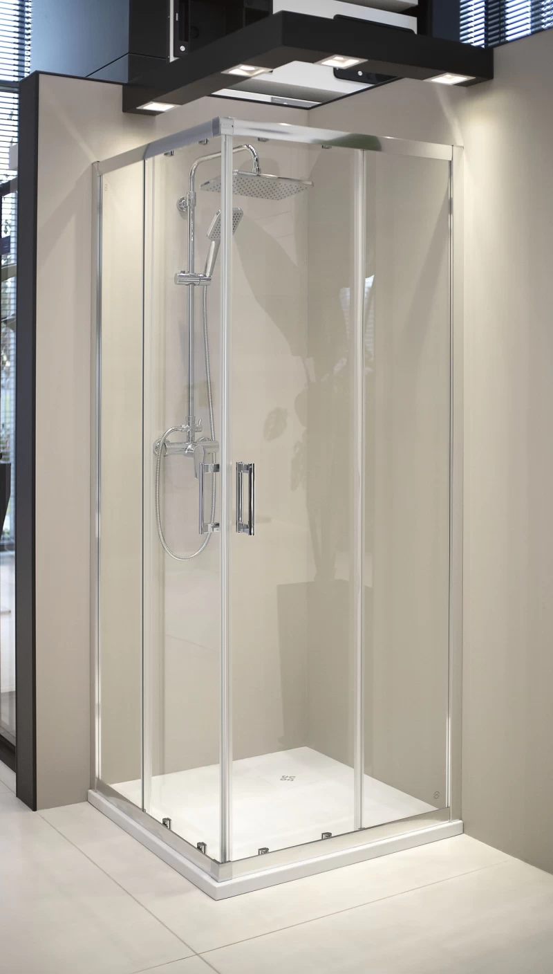Set PROMO cabina dus patrata Deante Funkia cu cadita 80x80cm, crom