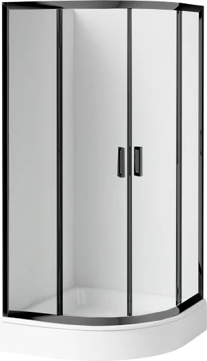 Set PROMO cabina dus semirotunda Deante Funkia cu cadita 90x90cm, negru mat