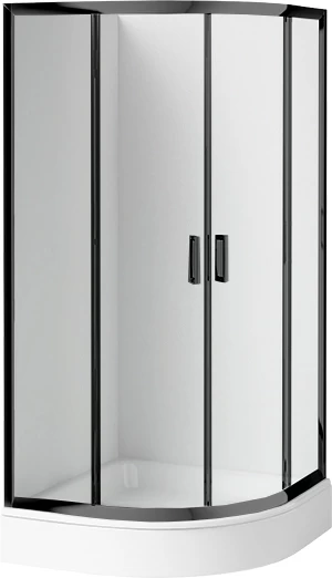Set PROMO cabina dus semirotunda Deante Funkia cu cadita 90x90cm, negru mat