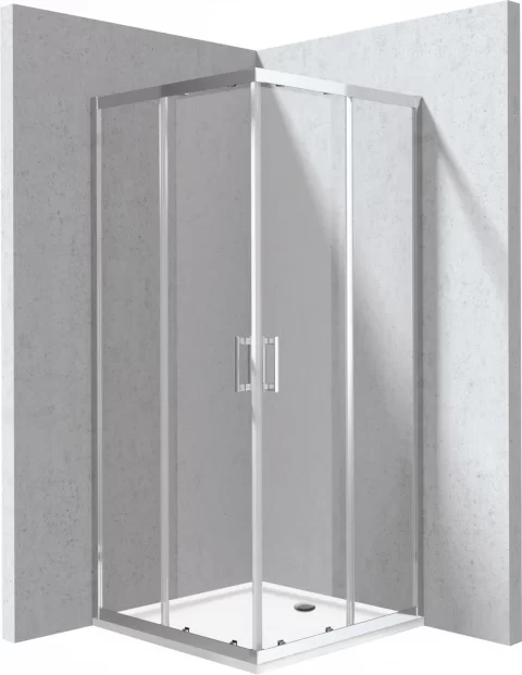 Set PROMO cabina dus patrata Deante Funkia cu cadita 80x80cm, crom