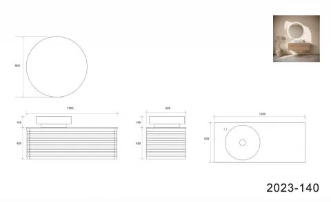 Set mobilier baie suspendat din lemn 120 cm cu lavoar alb si oglinda LED