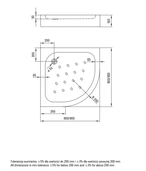 Set PROMO cabina dus semirotunda Deante Funkia cu cadita 80x80cm, negru mat