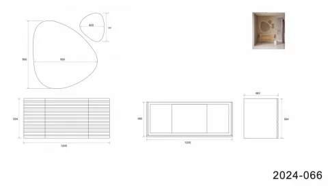 Set mobilier baie suspendat din lemn 120 cm cu lavoar rock slab si oglinzi LED
