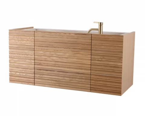 Set mobilier baie suspendat din lemn 120 cm cu lavoar rock slab si oglinzi LED