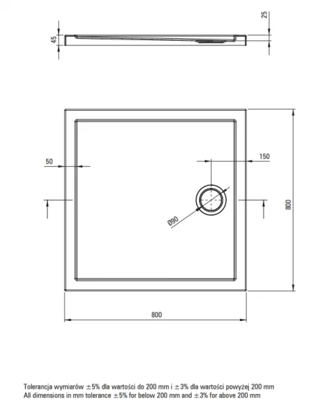 Set PROMO cabina dus patrata Deante Funkia cu cadita 80x80cm, crom