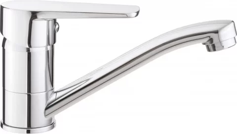 Baterie lavoar Deante Tubo 15.2cm, cu pipa pivotanta, crom lucios