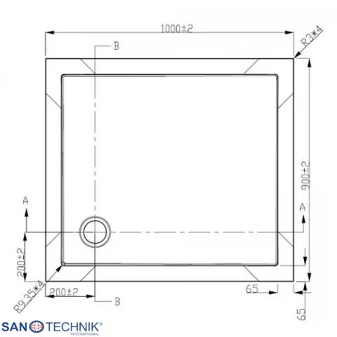 Cadita dus dreptunghiulara Sanotechnik 90x100xH3,5 cm