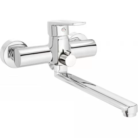 Baterie lavoar Deante Tubo cu montaj pe perete 38,9cm, crom lucios