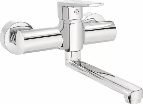 Baterie lavoar Deante Tubo 24,5cm, cu montaj pe perete, crom lucios