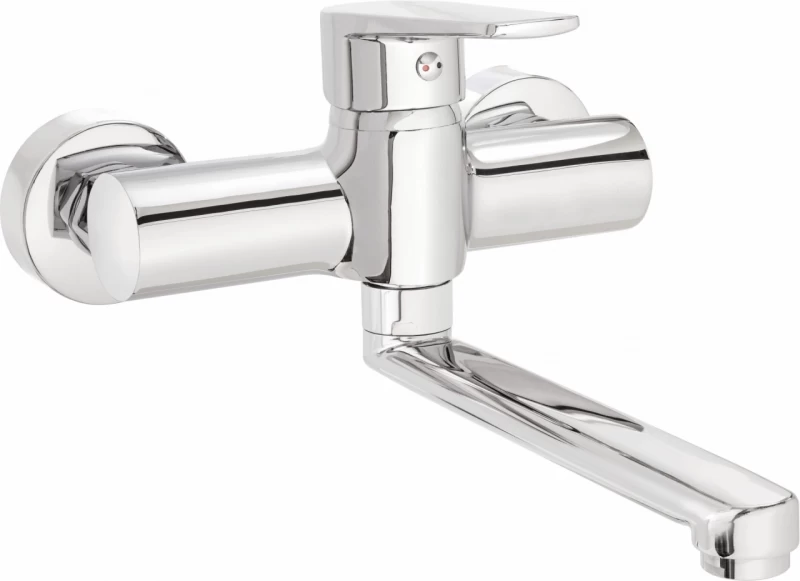 Baterie lavoar Deante Tubo 24,5cm, cu montaj pe perete, crom lucios