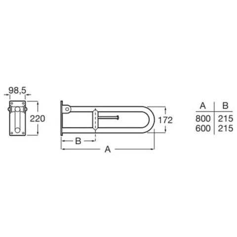 Bara de sprijin Roca Access cu suport hartie 80 cm