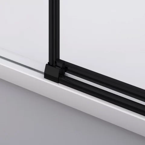 Cabina dus Ronal Divera negru mat 100x90 cm, usa culisanta, grosime sticla 6 mm