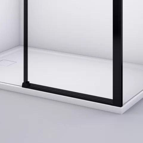 Cabina dus Ronal Divera negru mat 100x90 cm, usa culisanta, grosime sticla 6 mm
