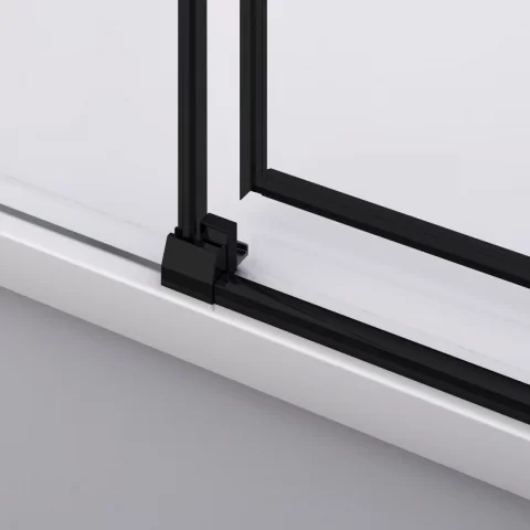 Cabina dus Ronal Divera negru mat 100x90 cm, usa culisanta, grosime sticla 6 mm