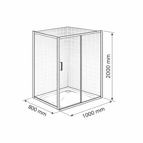 Cabina dus Ronal Divera negru mat 100x90 cm, usa culisanta, grosime sticla 6 mm