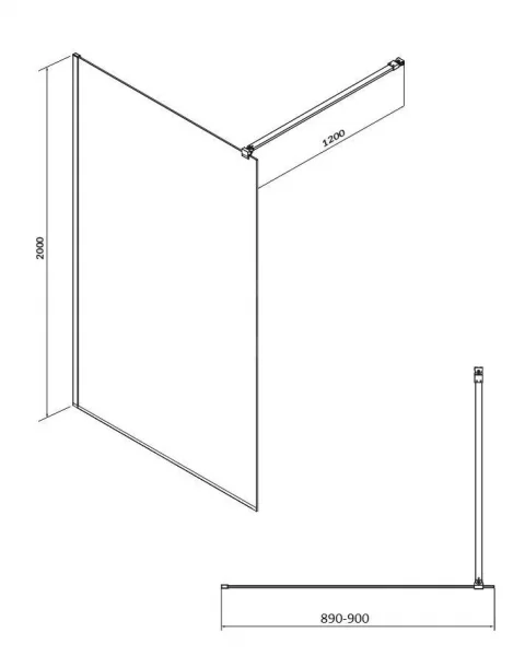 Paravan de dus Walk-in auriu periat SanSwiss Easy STR4P 90x200 cm