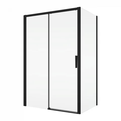 Cabina dus Ronal Divera negru mat 100x90 cm, usa culisanta, grosime sticla 6 mm