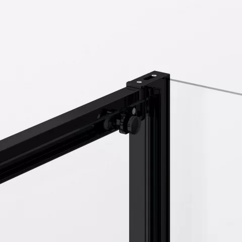 Cabina dus Ronal Divera negru mat 100x90 cm, usa culisanta, grosime sticla 6 mm