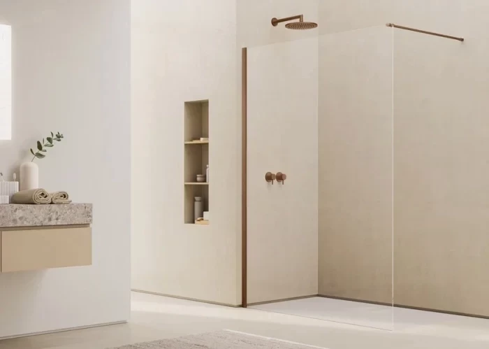 Paravan dus Ronal Easy D40 sticla walk-in 110x200 cm cupru periat, sticla 8 mm