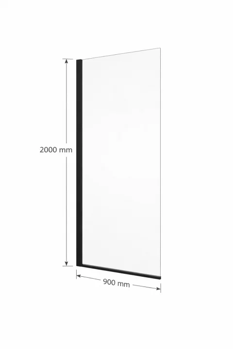 Perete dus Ronal Divera 90x200 cm, sticla securizata cu grosimea de 6 mm, profil negru mat