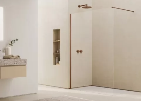 Paravan dus Ronal Easy D40 walk-in 100x200 cm cupru periat, sticla 8 mm