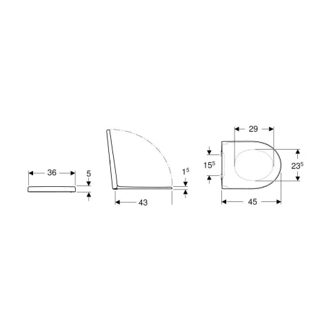 Capac WC soft close Geberit iCon EasyMount, 45x36cm, alb