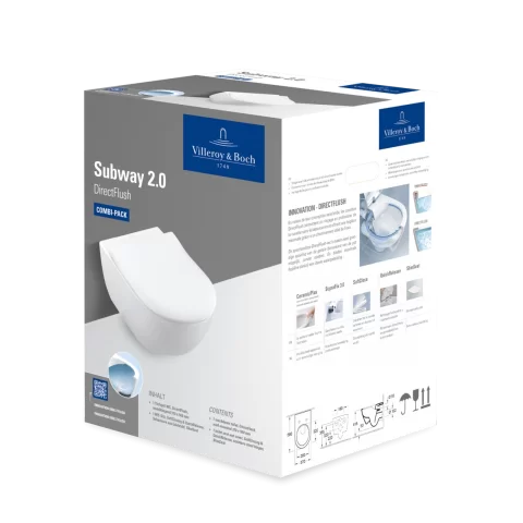Set PROMO Vas WC Villeroy & Boch Subway 2.0 Directflush capac slim Softclose alb 56x37xH40 cm