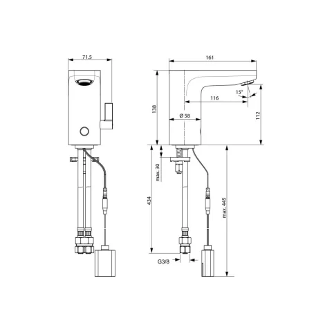 Baterie lavoar Ideal Standard Ceraplus electronica crom A6145AA