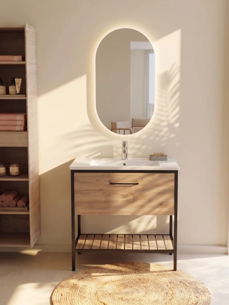 Mobilier baie pe pardoseala Loft Scandi Seville 85 cm