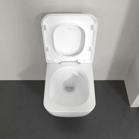 Vas WC suspendat 53x37cm,Villeroy&Boch SkylaTwist Flush rimless cu capac soft close, alb alpin