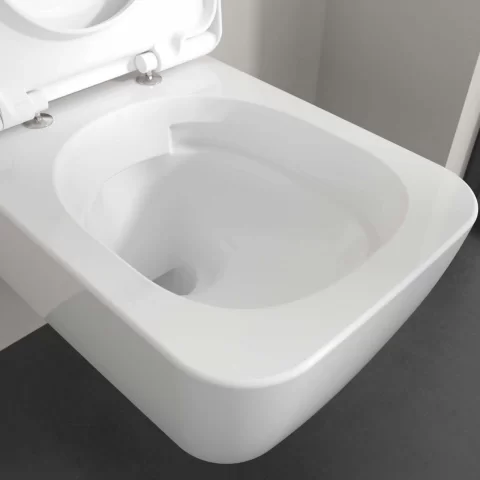 Vas WC suspendat 53x37cm,Villeroy&Boch SkylaTwist Flush rimless cu capac soft close, alb alpin