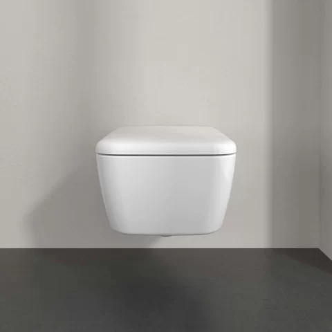 Vas WC suspendat 53x37cm,Villeroy&Boch SkylaTwist Flush rimless cu capac soft close, alb alpin