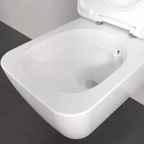 Vas WC suspendat 53x37cm,Villeroy&Boch SkylaTwist Flush rimless cu capac soft close, alb alpin