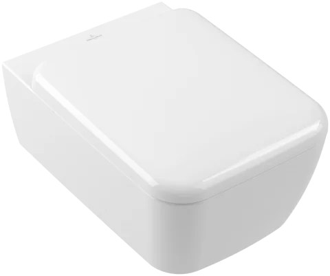 Vas WC suspendat 53x37cm,Villeroy&Boch SkylaTwist Flush rimless cu capac soft close, alb alpin