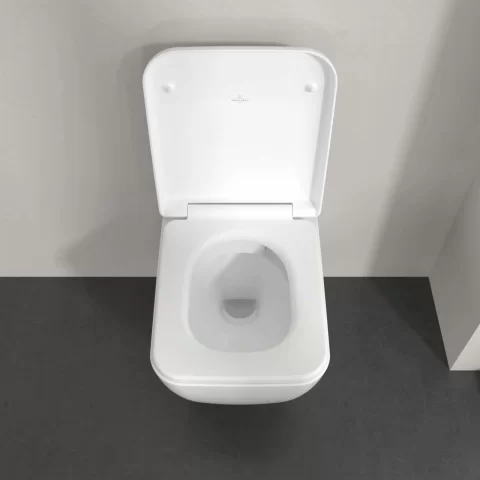 Vas WC suspendat 53x37cm,Villeroy&Boch SkylaTwist Flush rimless cu capac soft close, alb alpin