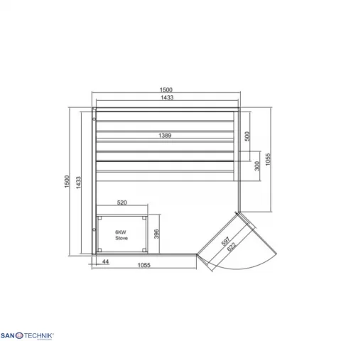 Sauna finlandeza FALUN XL 150x150x200 cm