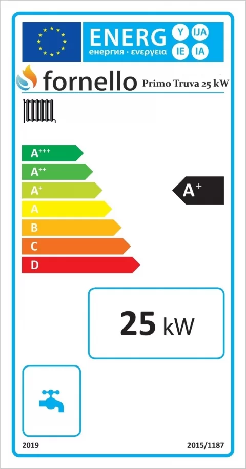 Termosemineu Fornello Primo Truva 25 kW Ivory cu kit complet pentru sistemul de incalzire