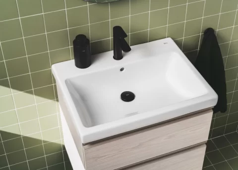 Baterie monocomanda lavoar Roca Cala S, cu cold start, negru mat